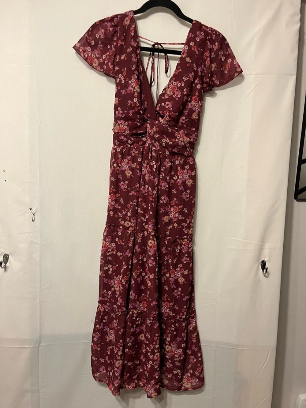 Emerald Sundae Wine Floral Wrap Maxi Dress